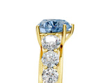 Yellow gold Fancy Blue Heart Cut Brilliant Diamond Pavé Band with Six-Prong Setting_17