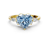Yellow gold Fancy Blue Heart Cut Brilliant Diamond Solitaire Ring with Pear Side Stones and Four-Prong Setting_3
