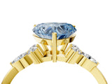 Yellow gold Fancy Blue Heart Cut Brilliant Diamond Solitaire Ring with Pear Side Stones and Four-Prong Setting_7