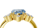 Yellow gold Fancy Blue Heart Cut Brilliant Diamond with Cluster Setting on a Beaded Band and Four-Prong Setting_16
