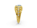 Yellow gold Fancy Blue Heart Cut Brilliant Milgrain Filigree Diamond Ring with Square Prong Setting_2