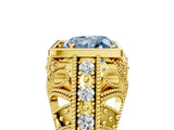 Yellow gold Fancy Blue Heart Cut Brilliant Milgrain Filigree Diamond Ring with Square Prong Setting_5