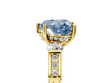 Yellow gold Fancy Blue Heart Cut Brilliant Three-Stone Pave Band with Four-Prong Setting_5