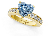 Yellow gold Fancy Blue Heart  Cut Channel Set Diamond Engagement Ring with Four-Prong Setting_230