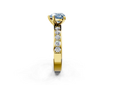 Yellow gold Fancy Blue Heart  Cut Channel Set Diamond Engagement Ring with Four-Prong Setting_231