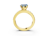 Yellow gold Fancy Blue Heart  Cut Channel Set Diamond Engagement Ring with Four-Prong Setting_232