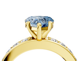 Yellow gold Fancy Blue Heart  Cut Channel Set Diamond Engagement Ring with Four-Prong Setting_233