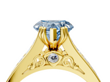 Yellow gold Fancy Blue Heart  Cut Channel Set Solitaire Engagement Ring with Prong Setting_24