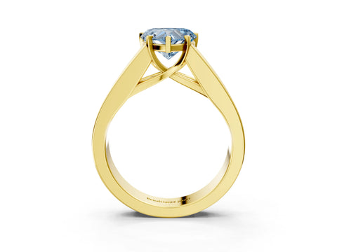 Yellow gold Fancy Blue Heart Cut Cut Channel Set Solitaire Ring with Four-Prong Setting_3