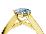 Yellow gold Fancy Blue Heart Cut Cut Channel Set Solitaire Ring with Four-Prong Setting_4