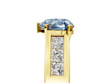Yellow gold Fancy Blue Heart Cut Cut Channel Set Solitaire Ring with Four-Prong Setting_5