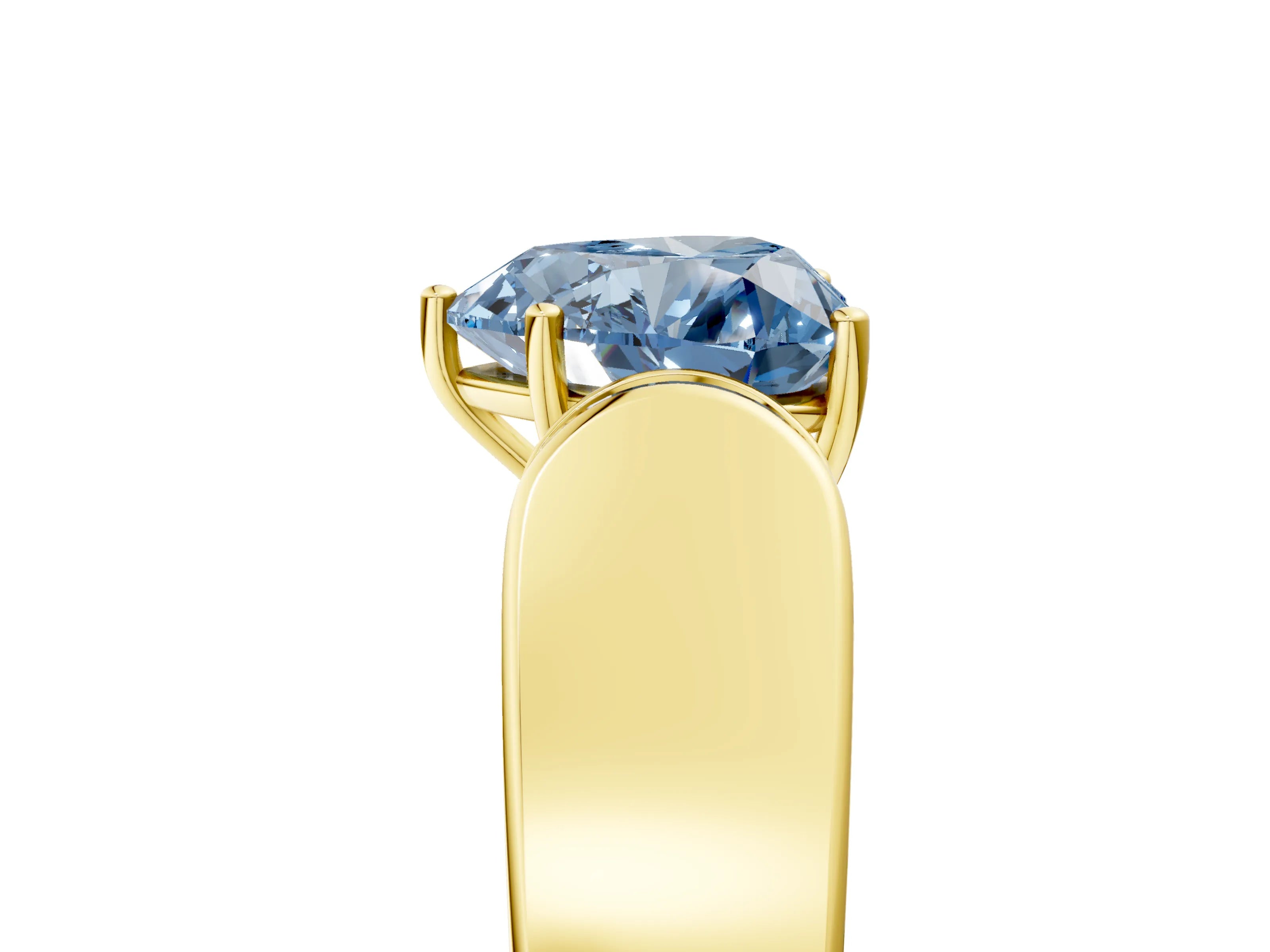 Yellow gold Fancy Blue Heart Cut Cut Diamond Channel Set Solitaire Ring with Four-Prong Setting_5