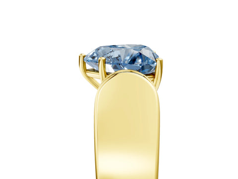 Yellow gold Fancy Blue Heart Cut Cut Diamond Channel Set Solitaire Ring with Four-Prong Setting_5