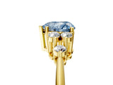Yellow gold Fancy Blue Heart Cut Cut Diamond Cluster Ring with Solitaire Band and Four-Prong Setting_5