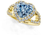 Yellow gold Fancy Blue Heart Cut Cut Diamond Halo Engagement Ring with Open Split Pavé Band_1