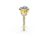 Yellow gold Fancy Blue Heart Cut Cut Diamond Halo Engagement Ring with Open Split Pavé Band_2