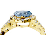 Yellow gold Fancy Blue Heart Cut Cut Diamond Halo Engagement Ring with Open Split Pavé Band_4