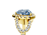Yellow gold Fancy Blue Heart Cut Cut Diamond Halo Engagement Ring with Open Split Pavé Band_5