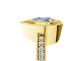 Yellow gold Fancy Blue Heart Cut-Cut Diamond Halo Engagement Ring with Pave Band and Prong Setting_5