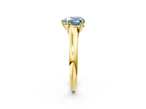 Yellow gold Fancy Blue Heart Cut Cut Diamond Solitaire Engagement Ring with Tapered Plain Band and Four-Prong Setting_2
