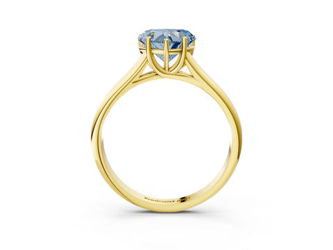 Yellow gold Fancy Blue Heart Cut Cut Diamond Solitaire Engagement Ring with Tapered Plain Band and Four-Prong Setting_3