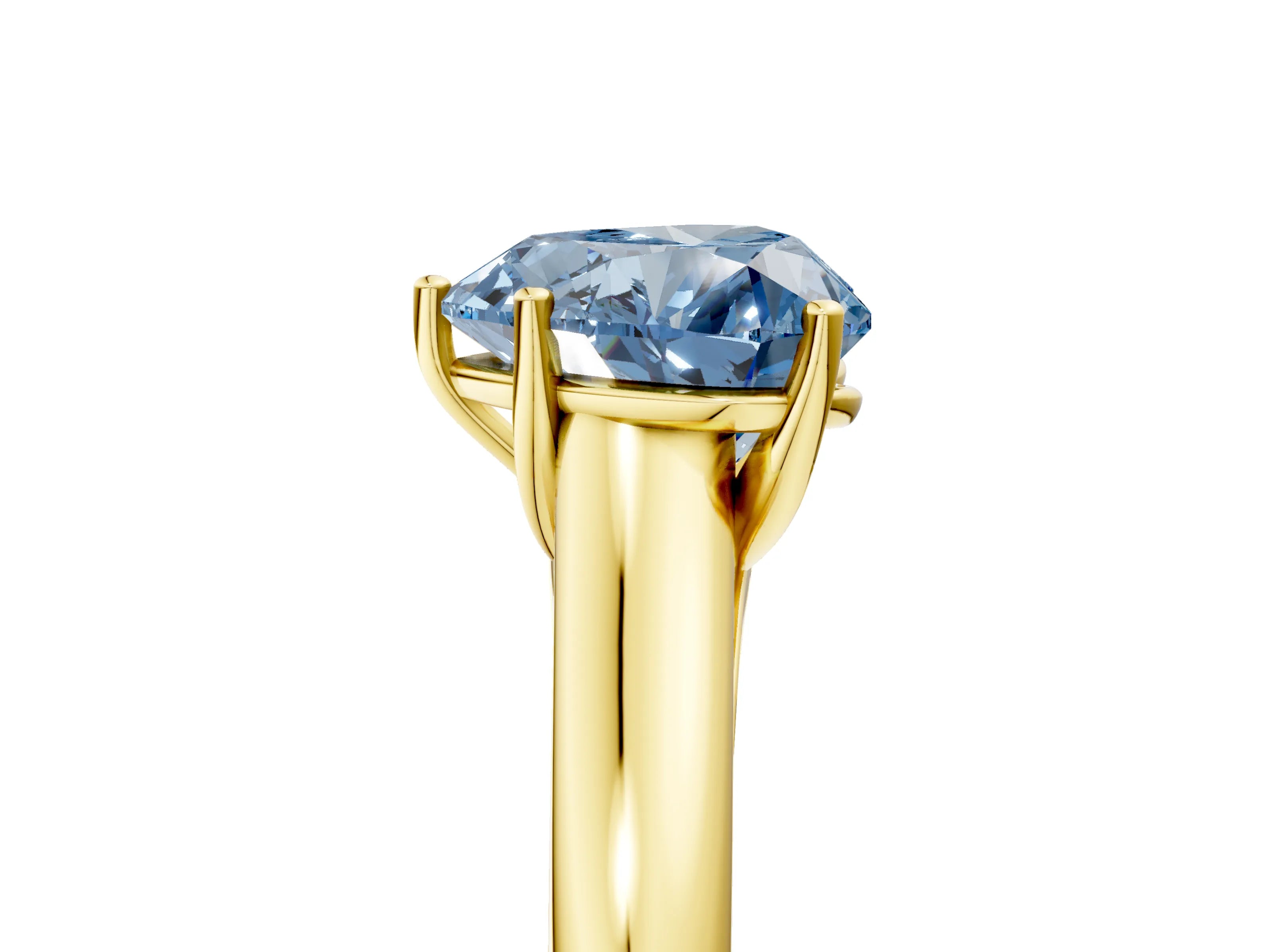 Yellow gold Fancy Blue Heart Cut Cut Diamond Solitaire Engagement Ring with Tapered Plain Band and Four-Prong Setting_5