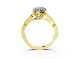 Yellow gold Fancy Blue Heart Cut Cut Diamond Twisted Band with Milgrain Pave Setting and Four-Prong Setting_3