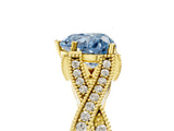 Yellow gold Fancy Blue Heart Cut Cut Diamond Twisted Band with Milgrain Pave Setting and Four-Prong Setting_5