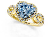 Yellow gold Fancy Blue Heart Cut Cut Halo Diamond Infinity Band with Four-Prong Setting_1