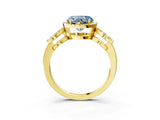 Yellow gold Fancy Blue Heart Cut Cut Halo Diamond Infinity Band with Four-Prong Setting_3