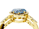 Yellow gold Fancy Blue Heart Cut Cut Halo Diamond Infinity Band with Four-Prong Setting_4