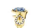 Yellow gold Fancy Blue Heart Cut Cut Halo Diamond Infinity Band with Four-Prong Setting_5