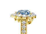 Yellow gold Fancy Blue Heart Cut Cut Halo Diamond Pavé Engagement Ring with Milgrain Detailing_5