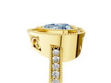 Yellow gold Fancy Blue Heart Cut Cut Halo Pavé Diamond Ring_5