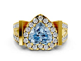 Yellow gold Fancy Blue Heart Cut Cut Halo Split Shank Prong Set Ring_12