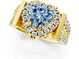 Yellow gold Fancy Blue Heart Cut Cut Halo Split Shank Prong Set Ring_13