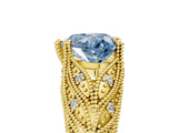 Yellow gold Fancy Blue Heart Cut Cut Milgrain Pave Diamond Engagement Ring with Four-Prong Setting_8