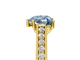 Yellow gold Fancy Blue Heart Cut Cut Pave Band Milgrain Solitaire Ring_14