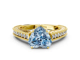 Yellow gold Fancy Blue Heart Cut Cut Pave Band Milgrain Solitaire Ring_21