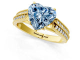 Yellow gold Fancy Blue Heart Cut Cut Pave Split Shank Engagement Ring with Four-Prong Setting_1
