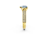 Yellow gold Fancy Blue Heart Cut Cut Pave Split Shank Engagement Ring with Four-Prong Setting_2