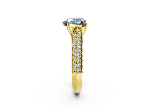Yellow gold Fancy Blue Heart Cut Cut Pave Split Shank Engagement Ring with Four-Prong Setting_2