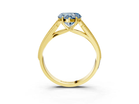 Yellow gold Fancy Blue Heart Cut Cut Pave Split Shank Engagement Ring with Four-Prong Setting_3