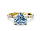 Yellow gold Fancy Blue Heart Cut Diamond Brilliant Solitaire Ring with Pavé Band and Four-Prong Setting_12
