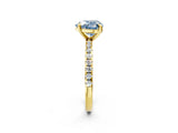 Yellow gold Fancy Blue Heart Cut Diamond Brilliant Solitaire Ring with Pavé Band and Four-Prong Setting_14
