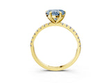 Yellow gold Fancy Blue Heart Cut Diamond Brilliant Solitaire Ring with Pavé Band and Four-Prong Setting_15
