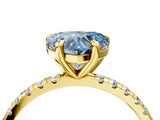 Yellow gold Fancy Blue Heart Cut Diamond Brilliant Solitaire Ring with Pavé Band and Four-Prong Setting_16