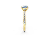 Yellow gold Fancy Blue Heart Cut Diamond Brilliant Solitaire Ring with Pavé Band and Four-Prong Setting_2