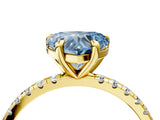 Yellow gold Fancy Blue Heart Cut Diamond Brilliant Solitaire Ring with Pavé Band and Four-Prong Setting_4
