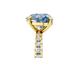 Yellow gold Fancy Blue Heart Cut Diamond Brilliant Solitaire Ring with Pavé Band and Four-Prong Setting_5